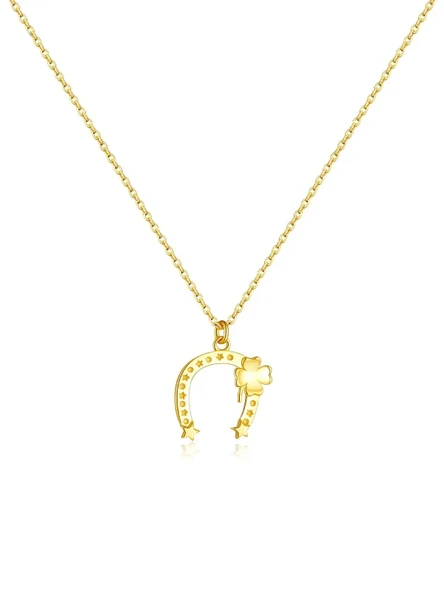 Lucky Charm Nal Yonca Minimal Kadın Gümüş Kolye ürün görseli