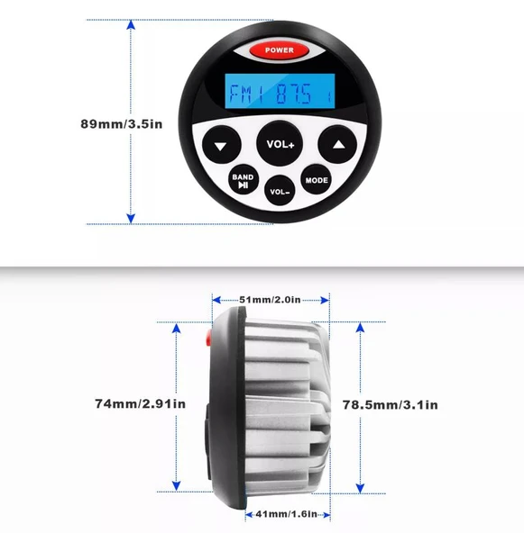 Guzare GR304 Su Geçirmez Bluetooth Marin Stereo Radyo - Resim 2
