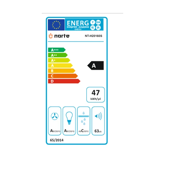 NARTE-H20160S 60CM GRİ CAM EĞİMLİ DAVLUMBAZ - 6 YIL GARANTİLİ - Resim 4