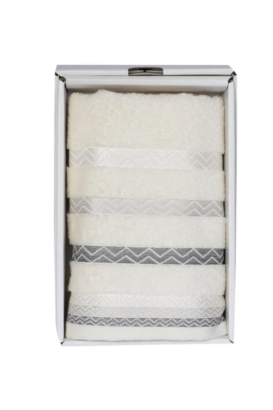 Vos Versa Bursa Varak Serisi 50x90cm %100 Pamuk Yüz Havlusu Beyaz VVHM0017 - Resim 2