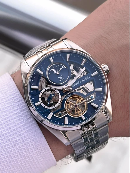 Daniel Klein Otomatik Erkek Kol Saati 30 Metre Suya Dayanıklı Çelik Kordon + Bileklik Hediyeli  VS.BLKT.0693 - Resim 4