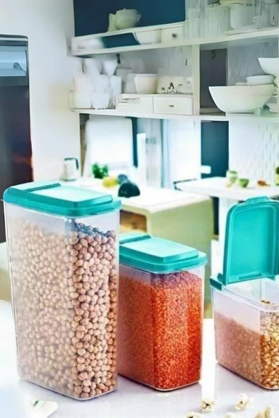 Vos Versa 3lü Dikey Mavi Şeffaf Erzak Saklama Kabı Seti 2400 X 1700 X 1200 ML VVHM0002 - Resim 4