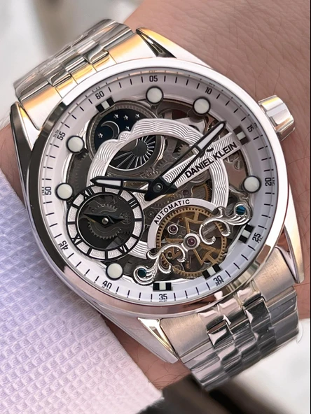 Daniel Klein Otomatik Erkek Kol Saati 30 Metre Suya Dayanıklı Çelik Kordon + Bileklik Hediyeli  VS.BLKT.0696 - Resim 2