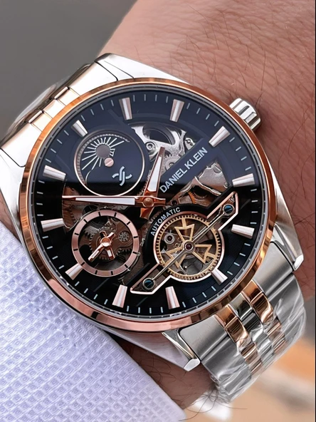 Daniel Klein Otomatik Erkek Kol Saati 30 Metre Suya Dayanıklı Çelik Kordon + Bileklik Hediyeli  VS.BLKT.0691 - Resim 3