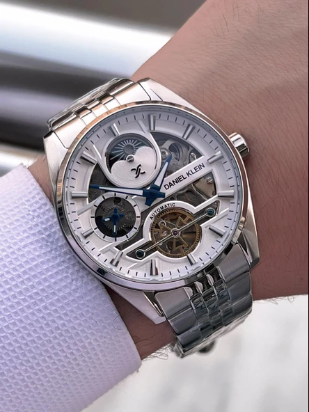 Daniel Klein Otomatik Erkek Kol Saati 30 Metre Suya Dayanıklı Çelik Kordon + Bileklik Hediyeli  VS.BLKT.0692 - Resim 4