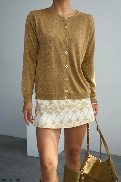 TH251057 QUSTYLE SİMLİ TRİKO HIRKA ürün görseli