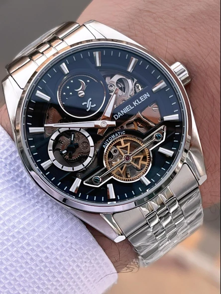 Daniel Klein Otomatik Erkek Kol Saati 30 Metre Suya Dayanıklı Çelik Kordon + Bileklik Hediyeli  VS.BLKT.0690 - Resim 2