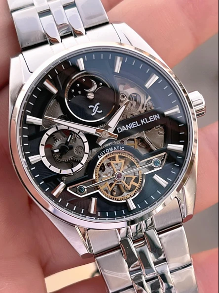 Daniel Klein Otomatik Erkek Kol Saati 30 Metre Suya Dayanıklı Çelik Kordon + Bileklik Hediyeli  VS.BLKT.0690 - Resim 4