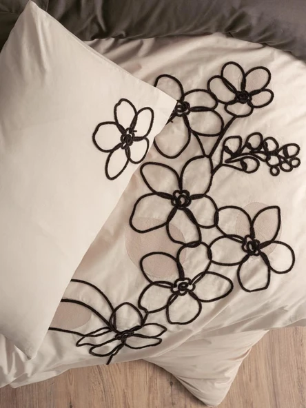 Cotton Box Brode Ranforce Çift Kişilik Nevresim Takımı Panos Kahve - Resim 2