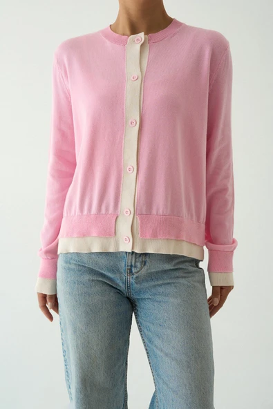 TH251035 QUSTYLE DÜĞ. ÇİFT RENK HIRKA ürün görseli