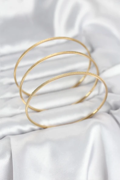 316L Çelik Gold Renk Simli Model Ajda 65 mm Kadın Bileklik - TJ-BB8076 - Resim 2