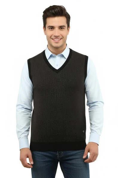 Erkek V Yaka Süveter Çelik Örgü Regular Kalıp 5206H BGL-ST04841 - Resim 3