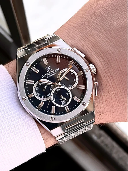 Daniel Klein Erkek Kol Saati 30 Metre Suya Dayanıklı Çelik Kordon + Bileklik Hediyeli  VS.BLKT.0689 - Resim 3