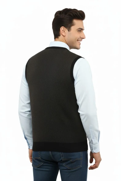 Erkek V Yaka Süveter Çelik Örgü Regular Kalıp 5206H BGL-ST04841 - Resim 12