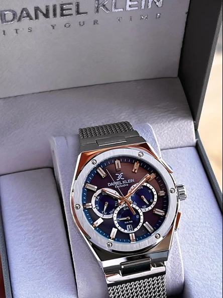 Daniel Klein Erkek Kol Saati 30 Metre Suya Dayanıklı Çelik Kordon + Bileklik Hediyeli  VS.BLKT.0688 - Resim 4