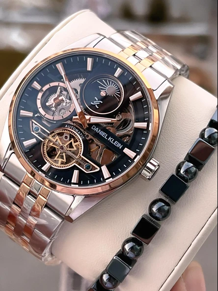 Daniel Klein Otomatik Erkek Kol Saati 30 Metre Suya Dayanıklı Çelik Kordon + Bileklik Hediyeli  VS.BLKT.0691 ürün görseli