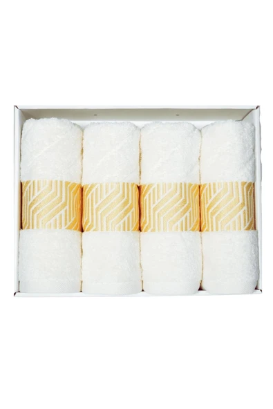 Vos Versa Bursa Varak Serisi 50x90cm %100 Pamuk 4lü Yüz Havlusu Beyaz VVHM0020 ürün görseli 1