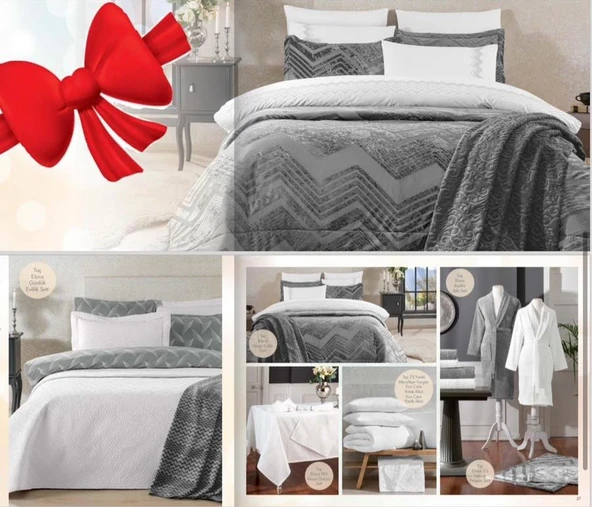 TAÇ MUTLULUK IŞILTISI ELORA ANTRASİT ÇEYİZ SETİ ürün görseli