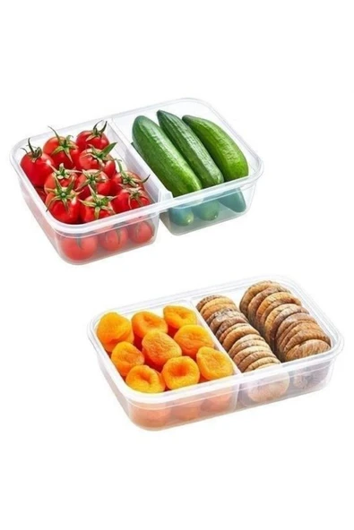 Vos Versa 2 Bölmeli Gri Şeffaf Sızdırmaz Contalı Kilitli Kapaklı 1 Litre Erzak Saklama Kabı VVHM0003 - Resim 4