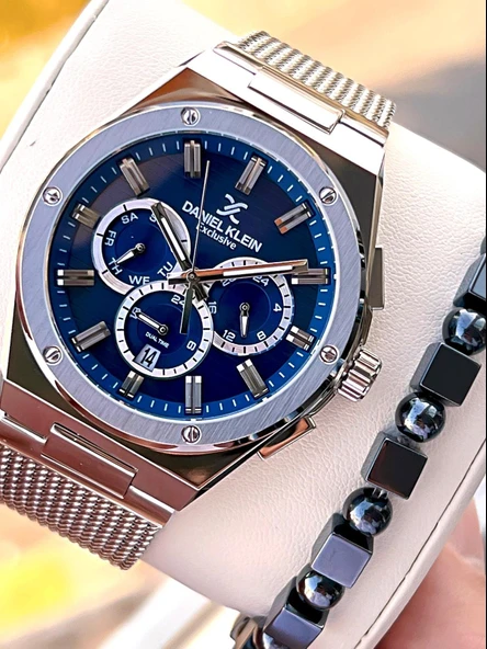 Daniel Klein Erkek Kol Saati 30 Metre Suya Dayanıklı Çelik Kordon + Bileklik Hediyeli  VS.BLKT.0688 ürün görseli