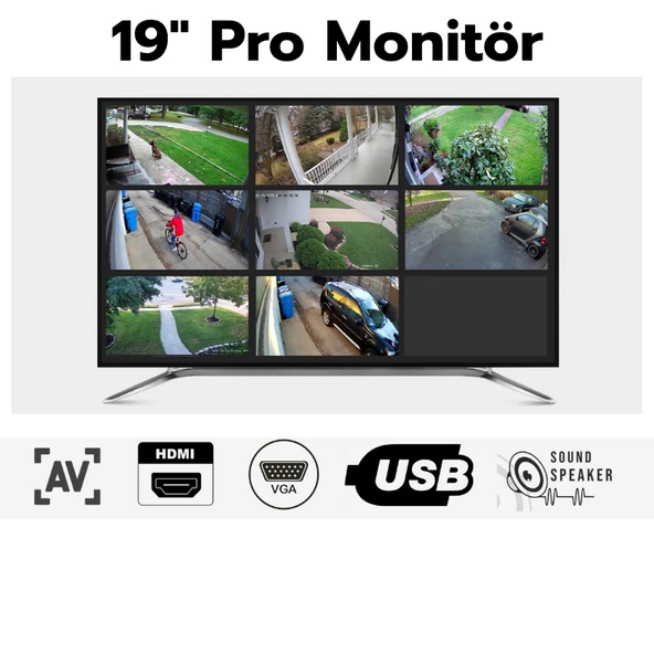 O-KM VISION 6 Kameralı WİFİ Güvenlik Kamerası Seti 19'' Monitör NVR Kayıt Cihazı (256GB SSD Dahil) - Resim 8