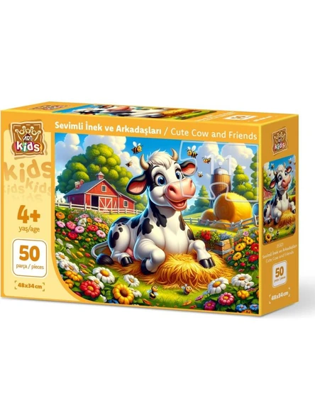 Art Puzzle Kids Sevimli İnek ve Arkadaşları 4 Yaş Üzeri - 50 Parça Yapboz 35321 ürün görseli 1