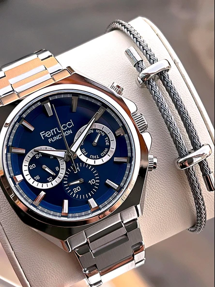 Ferrucci 2 Yıl Garantili Çelik Kordon İç Kadran Özellikleri Aktif 3 Atm Erkek Kol Saati EF.03319.2 ürün görseli