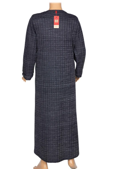 Hesna Kadın Nurel Büyük Beden Kışlık Kare Çıtçıtlı Lacivert Pardesü - Resim 5