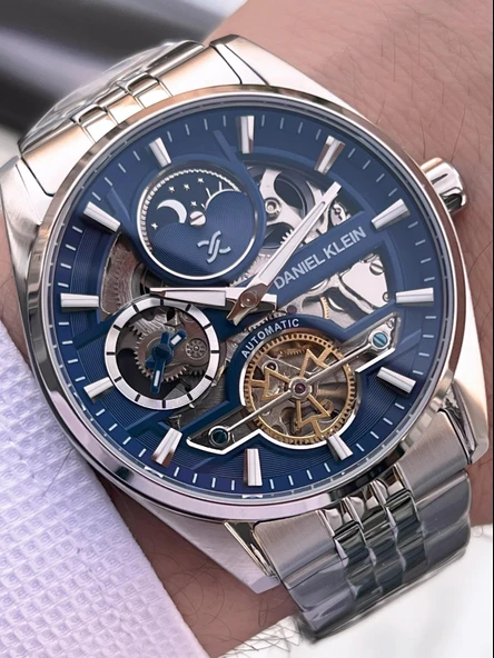 Daniel Klein Otomatik Erkek Kol Saati 30 Metre Suya Dayanıklı Çelik Kordon + Bileklik Hediyeli  VS.BLKT.0693 - Resim 3