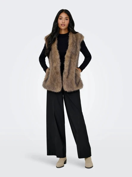 15354308 ONLDAWN LIFE FAUX FUR WAISTCOAT OTW - Resim 4