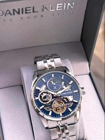 Daniel Klein Otomatik Erkek Kol Saati 30 Metre Suya Dayanıklı Çelik Kordon + Bileklik Hediyeli  VS.BLKT.0693 - Resim 2