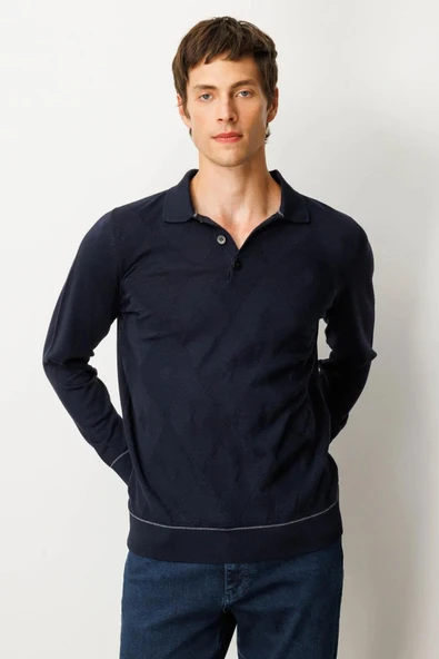 25606 DESEN KRZ 50/50 LASTİKLİ ÇİZGİLİ PY BAKLAVALI  TRİKO ERKEK KAZAK - Resim 3