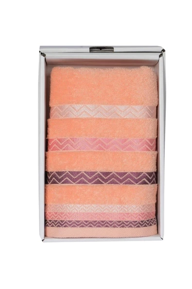 Vos Versa Bursa Varak Serisi 50x90cm %100 Pamuk Yüz Havlusu Somon VVHM0019 - Resim 3