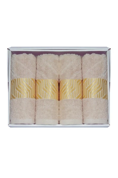 Vos Versa Bursa Varak Serisi 50x90cm %100 Pamuk 4lü Yüz Havlusu Vizon VVHM0021 ürün görseli 1