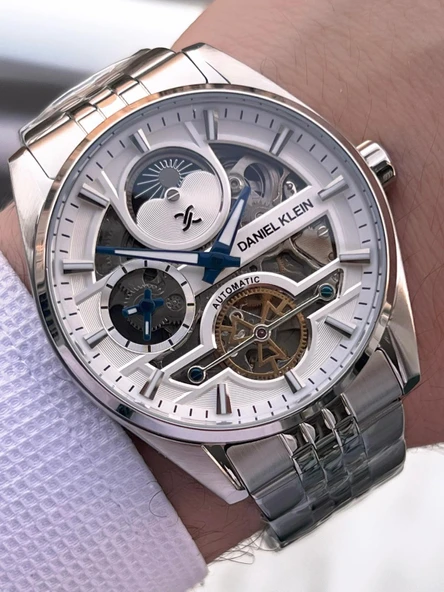 Daniel Klein Otomatik Erkek Kol Saati 30 Metre Suya Dayanıklı Çelik Kordon + Bileklik Hediyeli  VS.BLKT.0692 - Resim 3