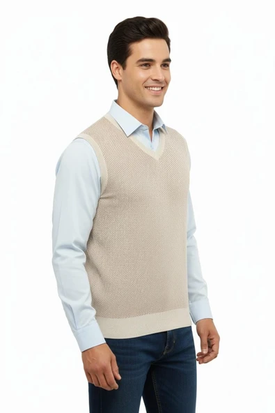 Erkek V Yaka Süveter Çelik Örgü Regular Kalıp 5206H BGL-ST04841 - Resim 11