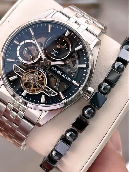 Daniel Klein Otomatik Erkek Kol Saati 30 Metre Suya Dayanıklı Çelik Kordon + Bileklik Hediyeli  VS.BLKT.0690 ürün görseli