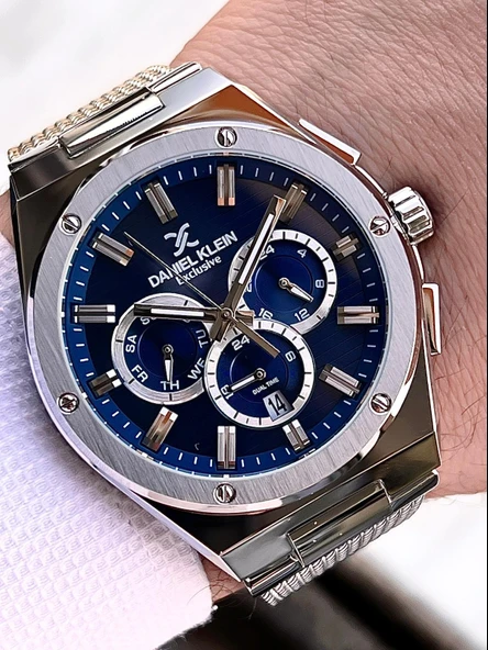 Daniel Klein Erkek Kol Saati 30 Metre Suya Dayanıklı Çelik Kordon + Bileklik Hediyeli  VS.BLKT.0688 - Resim 2