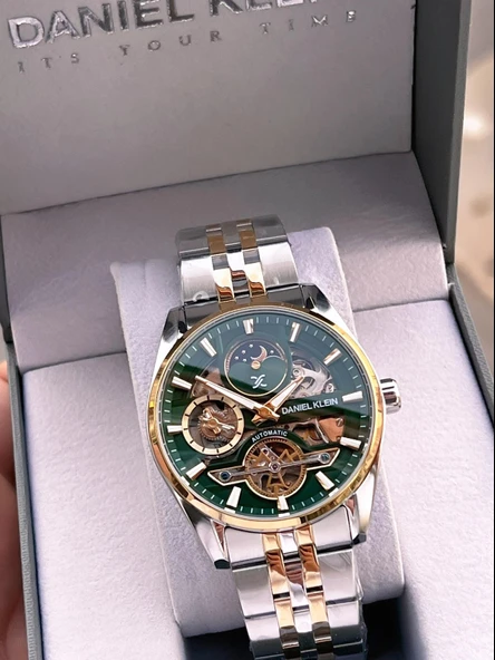 Daniel Klein Otomatik Erkek Kol Saati 30 Metre Suya Dayanıklı Çelik Kordon + Bileklik Hediyeli  VS.BLKT.0694 - Resim 2