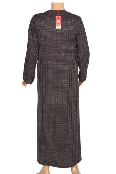 Hesna Kadın Nurel Büyük Beden Kışlık Kare Çıtçıtlı Kahve Pardesü - Resim 4