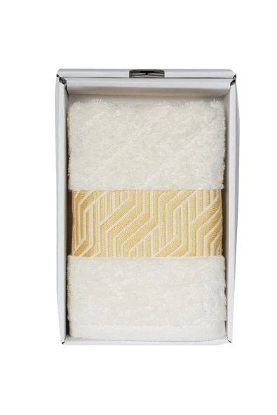 Vos Versa Bursa Varak Serisi 50x90cm %100 Pamuk Yüz Havlusu Beyaz VVHM0014 - Resim 3