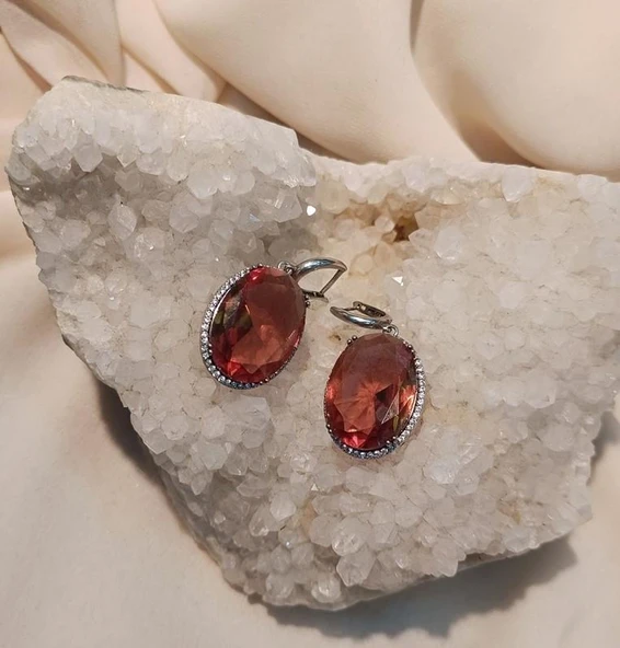 Küpe Zultanit Oval 925 Ayar Gümüş Renk Değiştiren Sultanit Sallanır Küpe - Resim 5