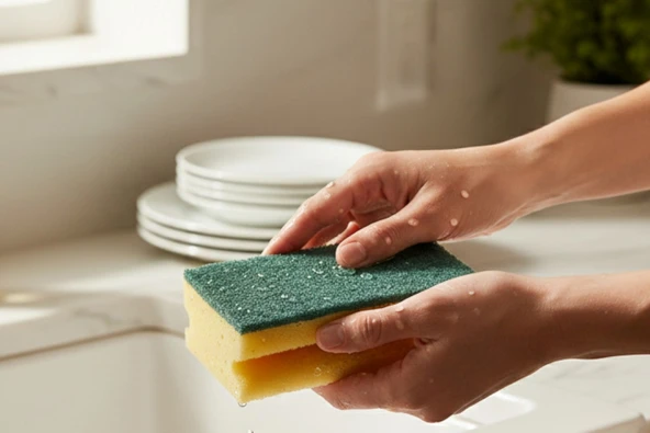 Technow Jumbo Büyük Boy Vip Kaliteli 14 x 7 cm Oluklu Bulaşık Süngeri 5 Adet - Resim 4