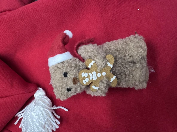 Biscotti Bear Kırmızı Xmas Köpek Kıyafeti | Kapüşonlu Polar Noel Sweatshirt | Küçük Irklar İçin - Resim 8