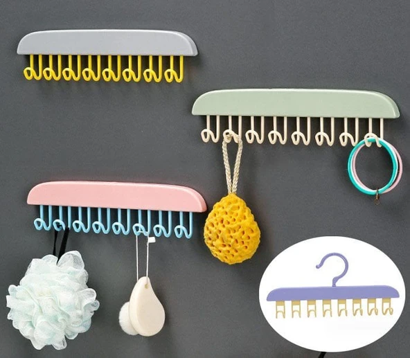 8 Kancalı Çok Amaçlı Yapışkanlı Askı - Resim 5