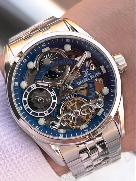 Daniel Klein Otomatik Erkek Kol Saati 30 Metre Suya Dayanıklı Çelik Kordon + Bileklik Hediyeli  VS.BLKT.0697 - Resim 2