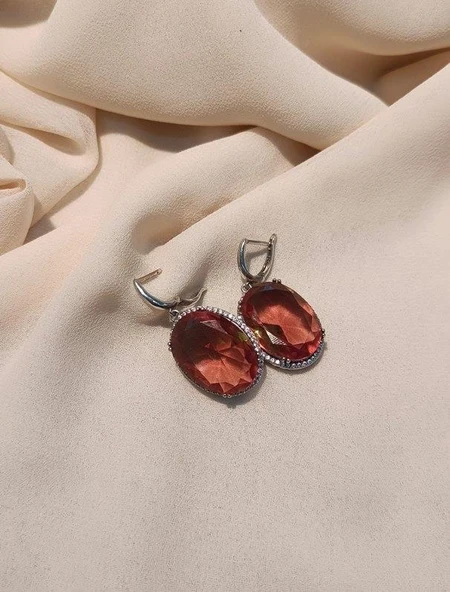 Küpe Zultanit Oval 925 Ayar Gümüş Renk Değiştiren Sultanit Sallanır Küpe ürün görseli