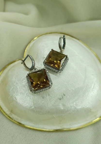 Küpe Zultanit 925 Ayar Gümüş Renk Değiştiren Sultanit Sallanır Küpe - Resim 5