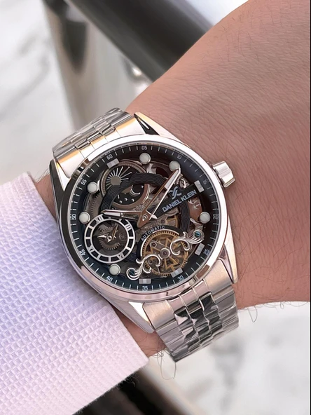 Daniel Klein Otomatik Erkek Kol Saati 30 Metre Suya Dayanıklı Çelik Kordon + Bileklik Hediyeli  VS.BLKT.0698 - Resim 4