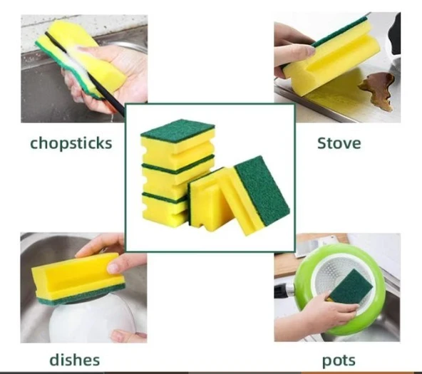 Technow Jumbo Büyük Boy Vip Kaliteli 14 x 7 cm Oluklu Bulaşık Süngeri 5 Adet - Resim 8